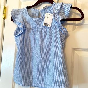 Girls seersucker blue and white top NWT size 8